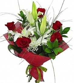 2 dal kazablanka 5 kırmızı gül buketi Ankara kaliteli taze ve ucuz çiçekler